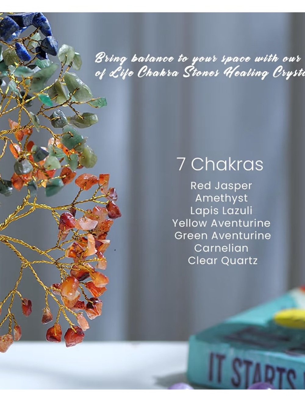 Multicolor Gemstone Tree Sculpture - Homeware 7 Chakras - Picture 2 of 4